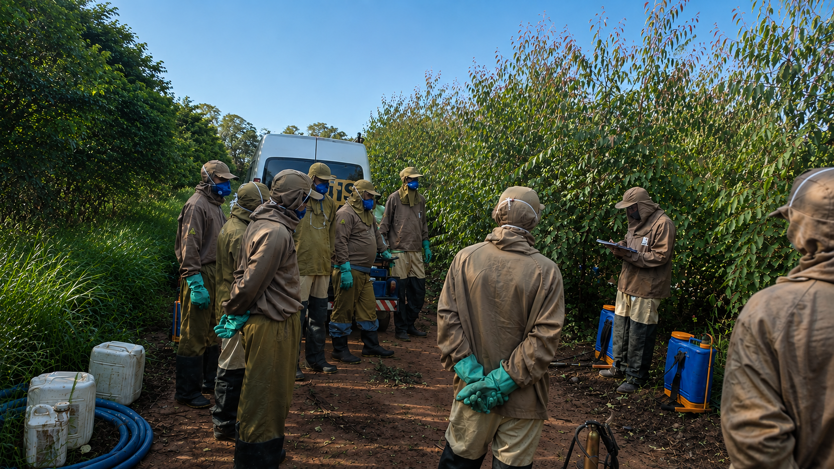 Equipe em operação florestal